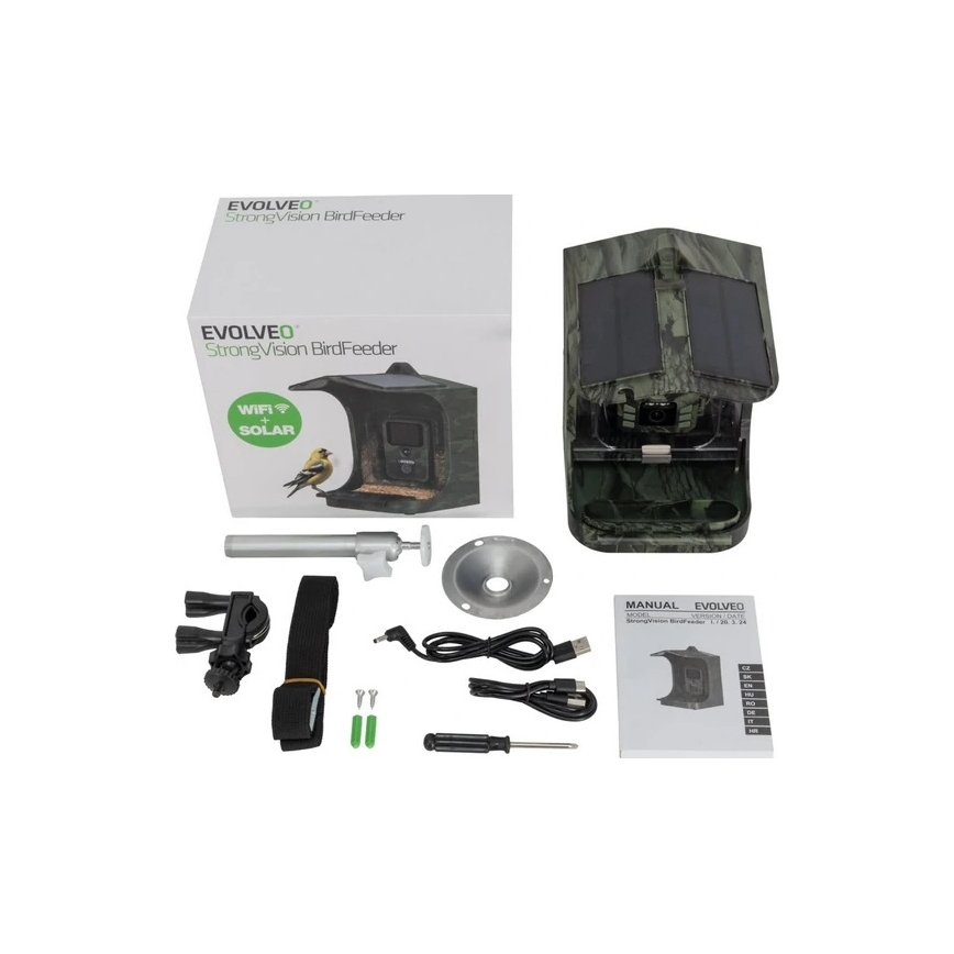Evolveo - StrongVision BirdFeeder - vieda putnu barotava ar iebūvētu kameru un saules paneli