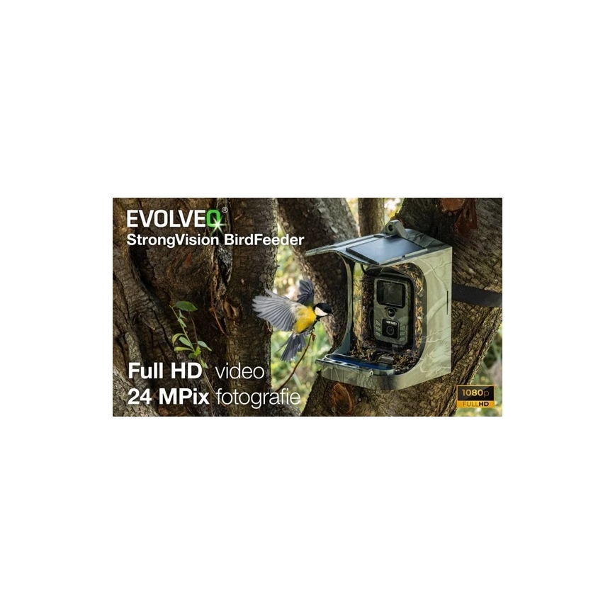 Evolveo - StrongVision BirdFeeder - vieda putnu barotava ar iebūvētu kameru un saules paneli