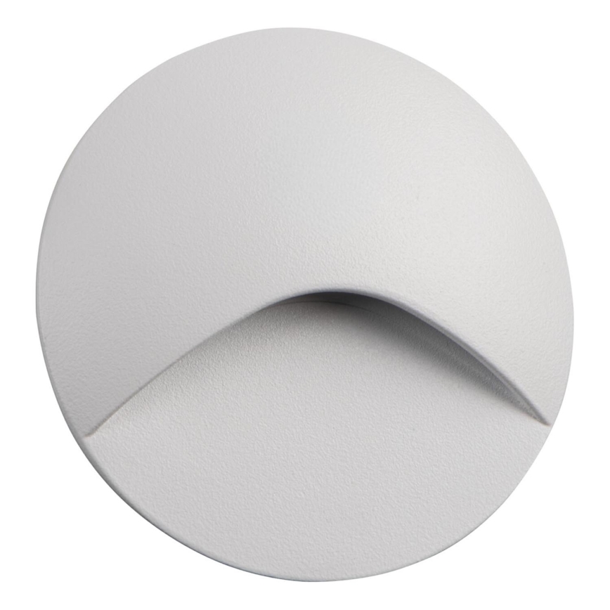 EXIN LED kāpņu gaismeklis, 2,5 W, 230 V, 3000 K, IP65, balts, apaļš