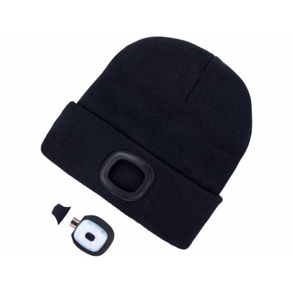 Extol - cepure ar galvas lukturi un USB uzlādi 300 mAh, melna, izm. UNI