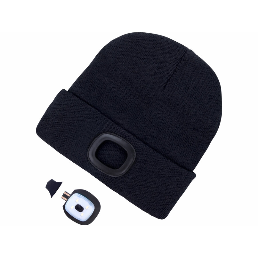 Extol - cepure ar galvas lukturi un USB uzlādi 300 mAh, melna, izm. UNI