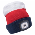 Extol - Cepure ar lukturi un USB uzlādi 300 mAh balta/sarkana/zila, izmērs UNI