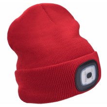 Extol - Cepure ar lukturi un USB uzlādi 300 mAh sarkana, izmērs UNI