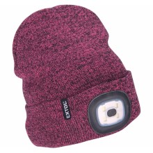 Extol - Cepure ar lukturi un USB uzlādi 300 mAh violeta, izmērs UNI