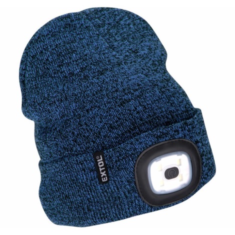 Extol - Cepure ar lukturi un USB uzlādi 300 mAh zila, izmērs UNI