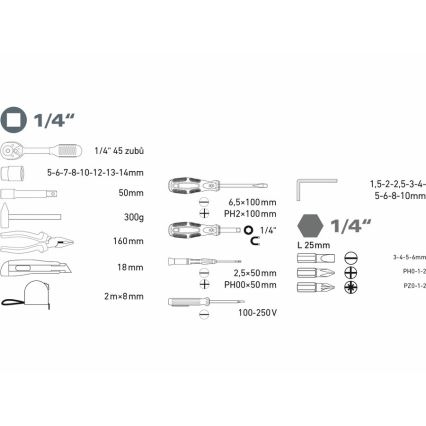 Extol - Instrumentu komplekts 39 gab.