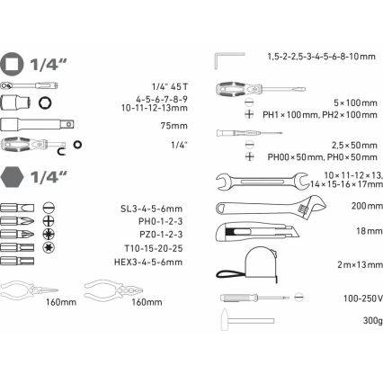 Instrumentu komplekts 59 gab.