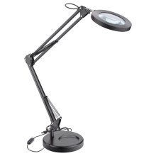 Extol - LED Aptumšojama galda lampa ar palielināmo stiklu LED/7W/5V 2900/4500/7500K, melna