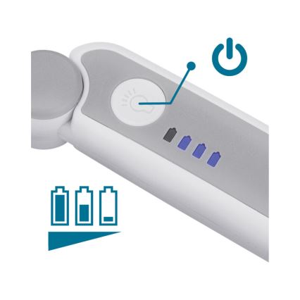 Extol - salokāma, uzlādējama lupa ar regulējamu LED apgaismojumu, 650 mAh, balta/pelēka