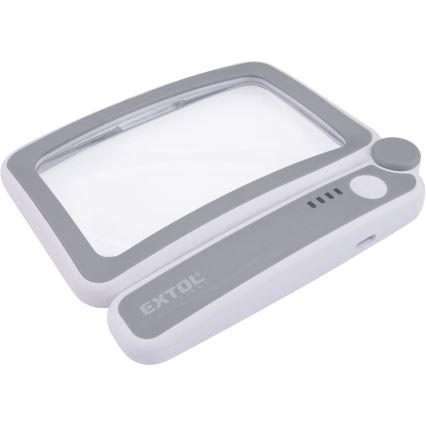 Extol - salokāma, uzlādējama lupa ar regulējamu LED apgaismojumu, 650 mAh, balta/pelēka