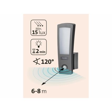 Extol - LED Āra sienas lampa ar sensoru LED/15W/230V IP65