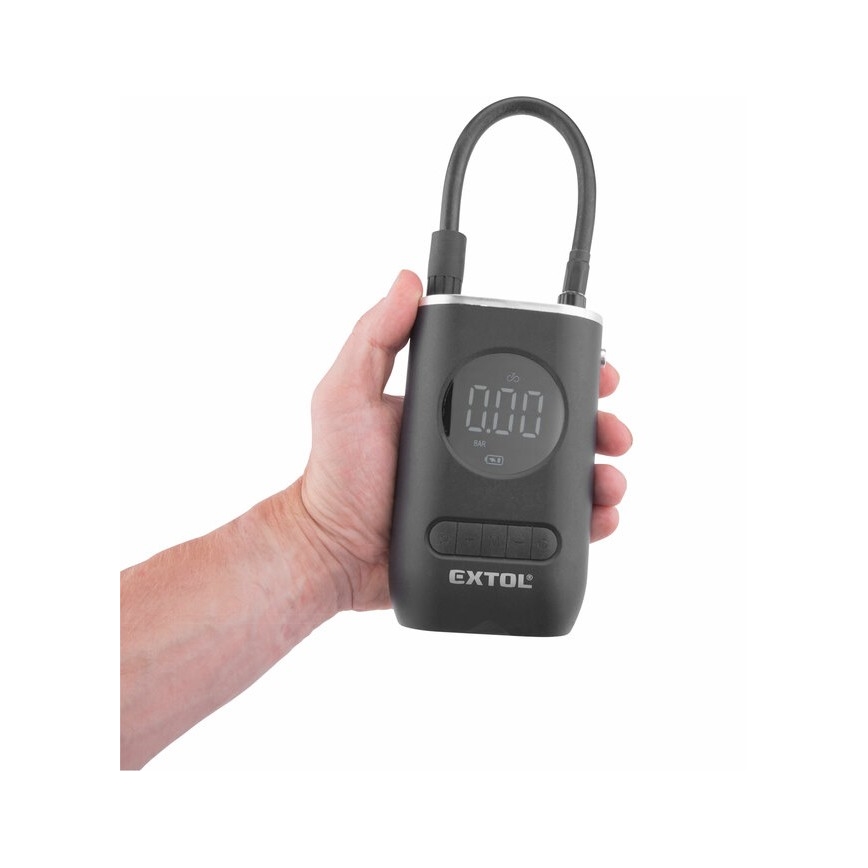 Extol Premium - Digitālais kabatas kompresors 4000 mAh 7,4V melna