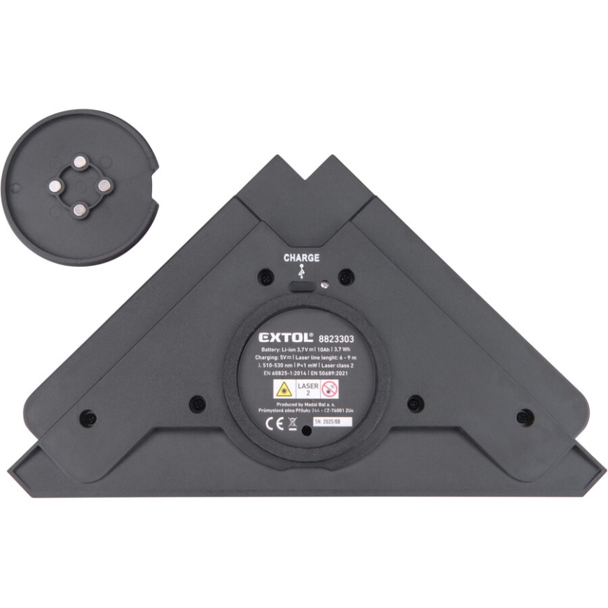 Extol Premium - Lāzera leņķis 90° ar elektrisku piesūcekļa moduli 5V/1000 mAh