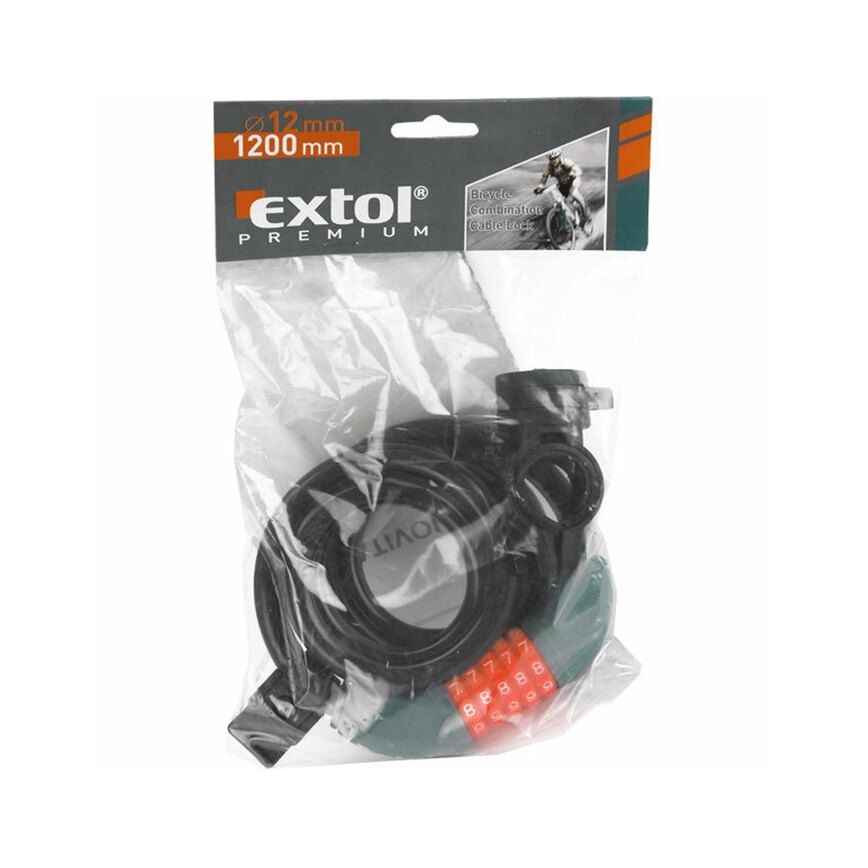 Extol Premium - Velosipēda slēdzene ar stiepli 12x1200 mm un četru ciparu kods