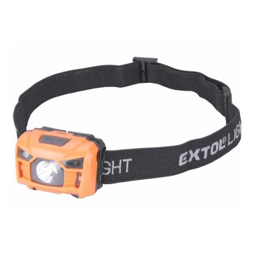 Extol - uzlādējama LED galvas lampa ar sensoru un sarkanu gaismu LED/3W/1200 mAh/3,7V oranžā/melna