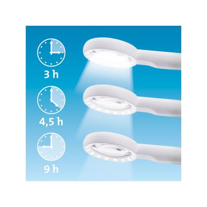 Extol - Uzlādējama lupa ar LED apgaismojumu un regulējamu spilgtumu/650 mAh balta/pelēka