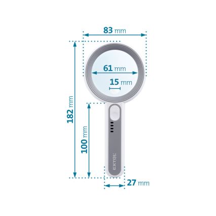 Extol - Uzlādējama lupa ar LED apgaismojumu un regulējamu spilgtumu/650 mAh balta/pelēka