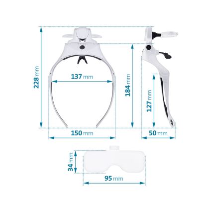 Extol - Uzlādējamas brilles ar palielinājošu lēcu un LED apgaismojumu/300 mAh