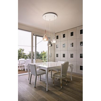 Fabas Luce 3481-47-297 - Lustra ar auklu LILA 3xE27/40W/230V zelta/pelēka/caurspīdīga