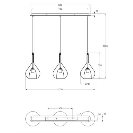 Fabas Luce 3481-48-297 - Lustra ar auklu LILA 3xE27/40W/230V caurspīdīga/zelta/pelēka