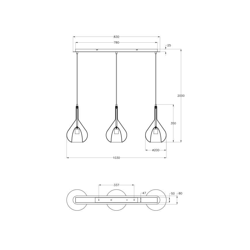 Fabas Luce 3481-48-297 - Lustra ar auklu LILA 3xE27/40W/230V caurspīdīga/zelta/pelēka