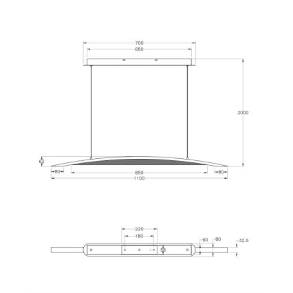 Fabas Luce 3697-40-102 - LED Aptumšojama lustra ar auklu CORDOBA LED/36W/230V balta/koks