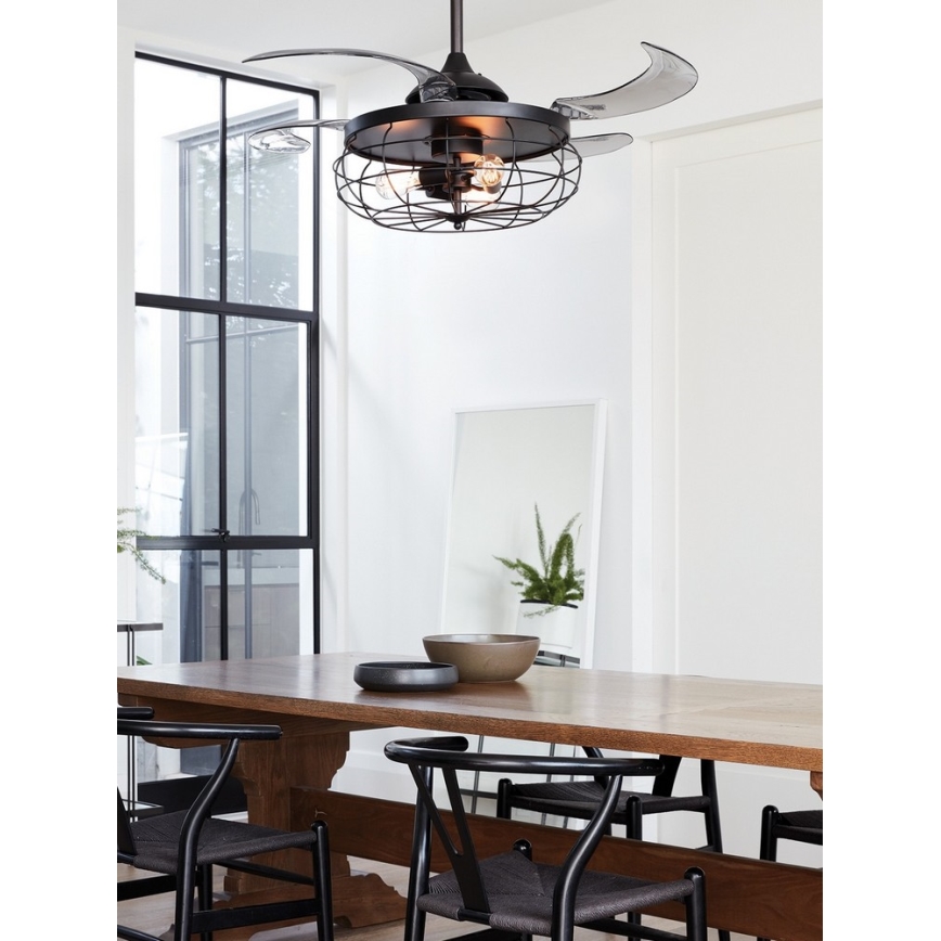 FANAWAY 212920 - LED Griestu ventilators INDUSTRI 3xE27/4W/230V melna + tālvadības pults