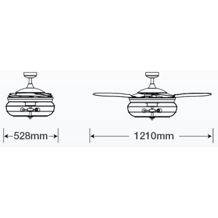 FANAWAY 212920 - LED Griestu ventilators INDUSTRI 3xE27/4W/230V melna + tālvadības pults