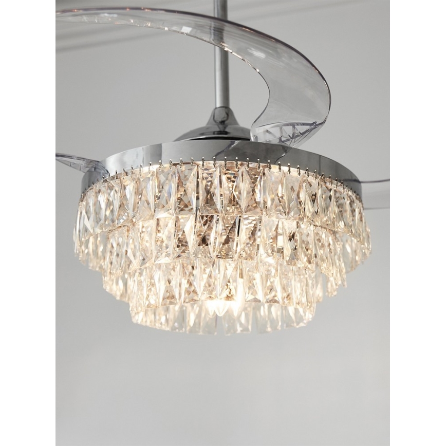FANAWAY 212923 - LED Griestu ventilators VEIL 6xE14/4,5W/230V spīdīgi hromēts + tālvadības pults