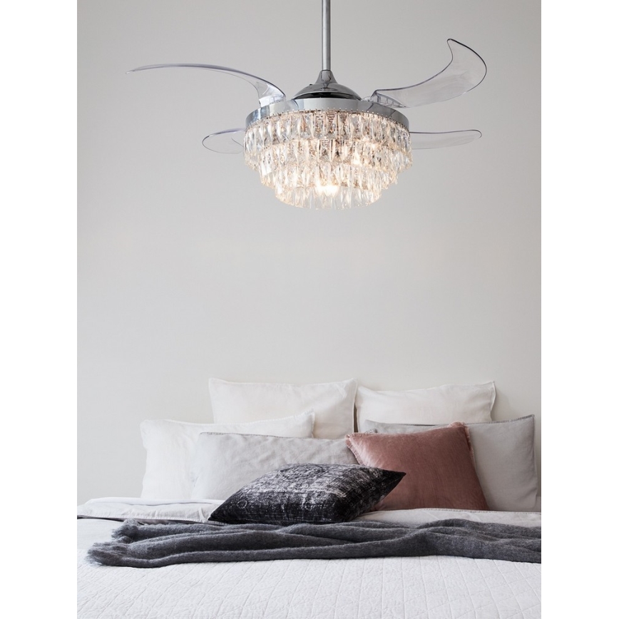 FANAWAY 212923 - LED Griestu ventilators VEIL 6xE14/4,5W/230V spīdīgi hromēts + tālvadības pults