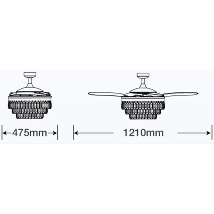 FANAWAY 212923 - LED Griestu ventilators VEIL 6xE14/4,5W/230V spīdīgi hromēts + tālvadības pults
