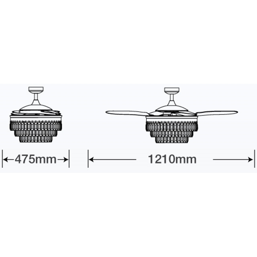 FANAWAY 212923 - LED Griestu ventilators VEIL 6xE14/4,5W/230V spīdīgi hromēts + tālvadības pults