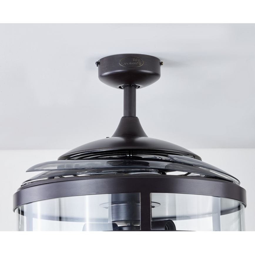 FANAWAY 212927 - LED griestu ventilators CLASSIC 3xE27/4W/230V melns + tālvadība