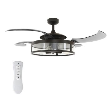 FANAWAY 212927 - LED griestu ventilators CLASSIC 3xE27/4W/230V melns Ø 112 cm + tālvadības pults