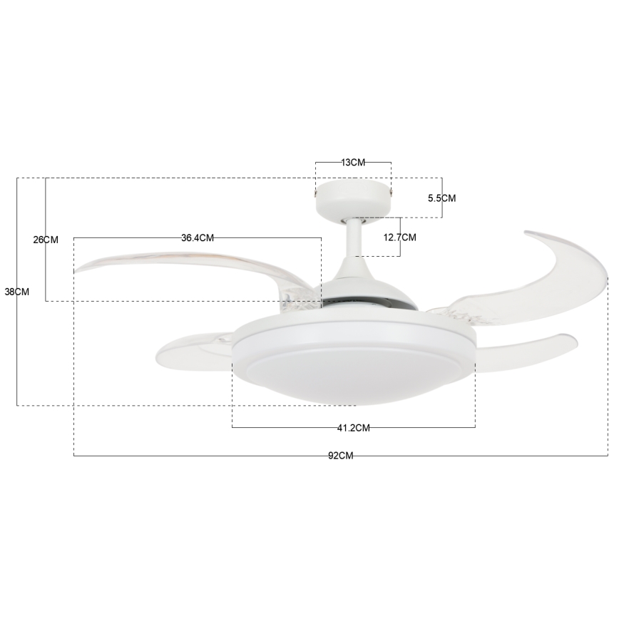 FANAWAY 212980 - Griestu ventilators EVORA 2xE27/15W/230V balta + tālvadības pults