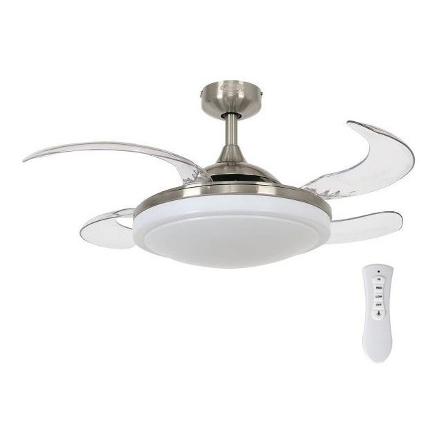 FANAWAY 212982 - Griestu ventilators EVORA 2xE27/20W/230V spīdīgi hromēts + tālvadības pults