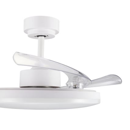 FANAWAY 21612949 - LED Aptumšojams griestu ventilators STROLL LED/30W/230V 2700/3500/5000K d. 106 cm balta/caurspīdīga + tālvadības pults