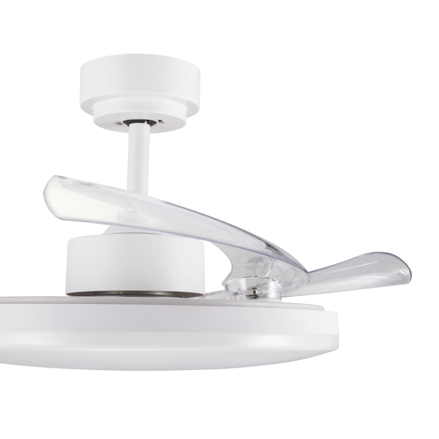 FANAWAY 21612949 - LED Aptumšojams griestu ventilators STROLL LED/30W/230V 2700/3500/5000K d. 106 cm balta/caurspīdīga + tālvadības pults