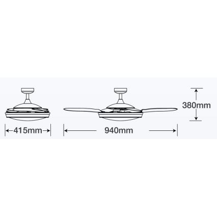FANAWAY 512120 - Griestu ventilators EVORA 2xE27/15W/230V + tālvadības pults