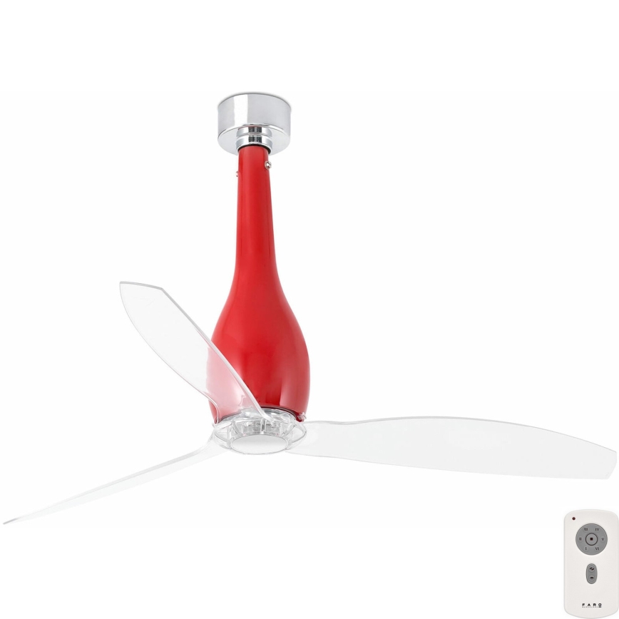 FARO 32002-Griestu ventilators ETERFAN sarkana/caurspīdīga d. 128 cm + tālvadības pults