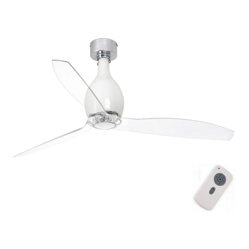 FARO 32020-Griestu ventilators MINI ETERFAN balta/caurspīdīga d. 128 cm+tālvadības pults