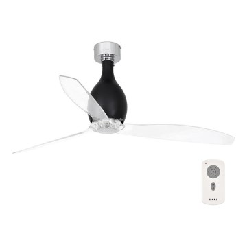 FARO 32026-Griestu ventilators MINI ETERFAN melna/caurspīdīga d.128 cm+tālvadības pults