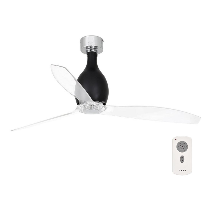 FARO 32026-Griestu ventilators MINI ETERFAN melna/caurspīdīga d.128 cm+tālvadības pults