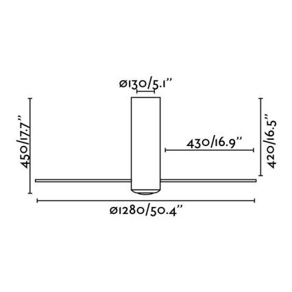 FARO 32034 - Griestu ventilators TUBE FAN balts/caurspīdīgs d. 128 cm