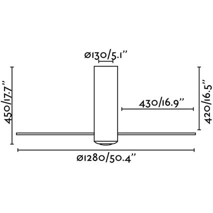 FARO 32035- Griestu ventilators TUBE FAN melna/caurspīdīga d. 128 cm + tālvadības pults