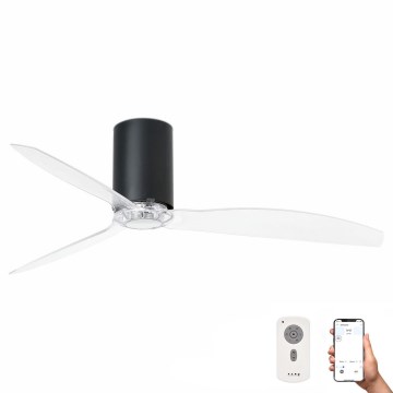 FARO 32041WP - Griestu ventilators MINI TUBE FAN M melna/caurspīdīga d. 128 cm SMART + tālvadības pults