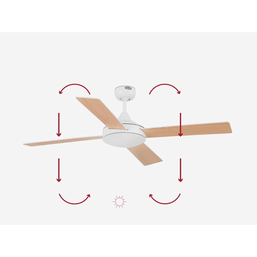 FARO 33350DC - Griestu ventilators MALLORCA L balta/brūna + tālvadības pults