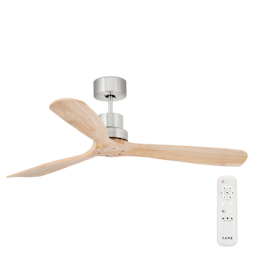 FARO 33373DC - Griestu ventilators LANTAU koks/matēts hroms d. 132 cm + tālvadības pults
