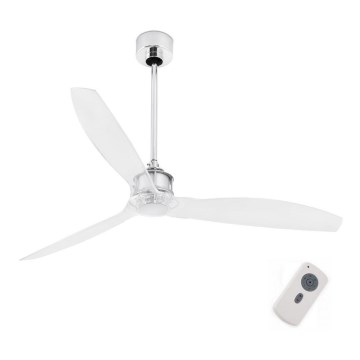 FARO 33394 - Griestu ventilators JUST FAN spīdīgi hromēts/caurspīdīgs + tālvadības pults
