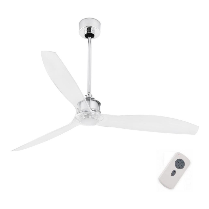 FARO 33394 - Griestu ventilators JUST FAN spīdīgi hromēts/caurspīdīgs + tālvadības pults